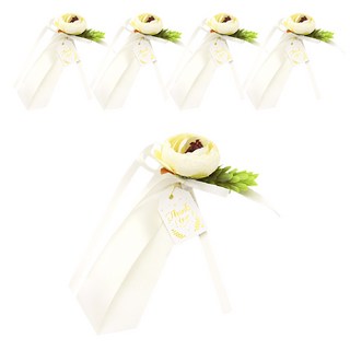 Donna&deco 花卉 thank you 禮物包裝 花朵裝飾 胸花, 奶油色 + 象牙白, 5個