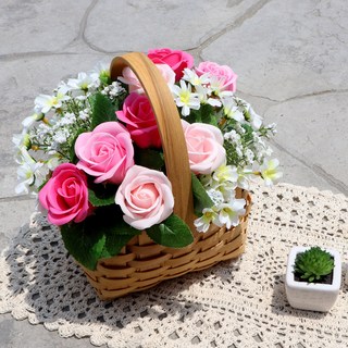 Bluehen 愛的告白人造花籃, 粉紅色, 1個