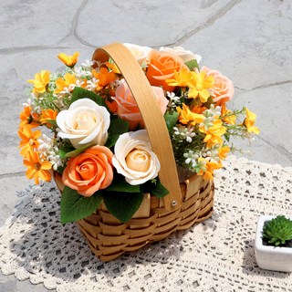 Bluehen 愛的告白人造花籃, 橘色, 1個