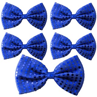 派對秀亮片蝴蝶結領帶 中, 寶藍色, 5個