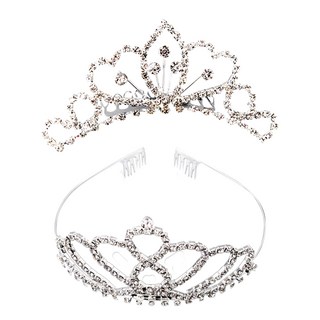 Party Show 方晶鋯石皇冠頭飾組 中 + 大 B款, 銀色, 1組