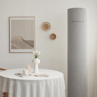 베베데코 에어컨커버 스판 스탠드 원형 모먼트 자수, 그레이