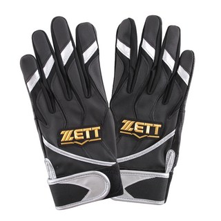 ZETT 雙手擊球棒球手套 BGK-595, 黑色+黑色, 1組