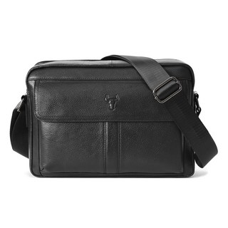 BLUEMOUNT 天然牛皮斜揹包 Z4126, 黑色