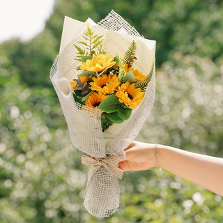 Rico人造向日葵香皂花束 + Thank you卡片明信片, 混合顏色, 1個