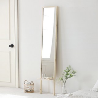 룸앤홈 원목 수납 전신거울, 혼합 색상