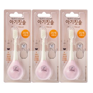 마이비 아기칫솔 2단계, 핑크, 1개입, 3개