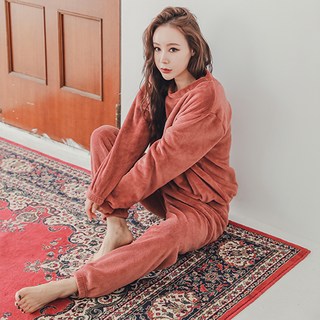 GLAM GONGGAM 女款保暖絨毛兩件式睡衣