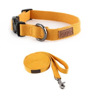 도그아이 캐시미어 강아지 목줄 + 리드줄, 머스타드, 1세트