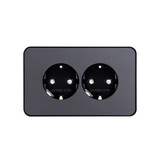 CHEIL ELECTRIC 2孔電源插座 水平型 金屬灰色, 1個