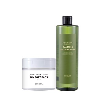EUNYUL 綠籽鎮靜卸妝水 500ml+清潔棉片 70入組, 1組