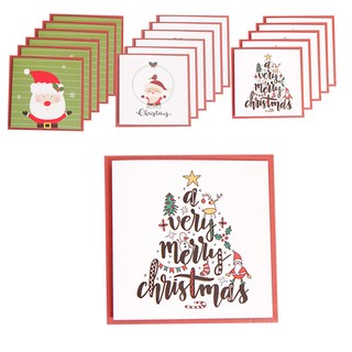 聖誕卡 雪花聖誕老人 6入 + 小鳥聖誕老人 6入 + 聖誕樹 6入 套組, 混合顏色, 1套