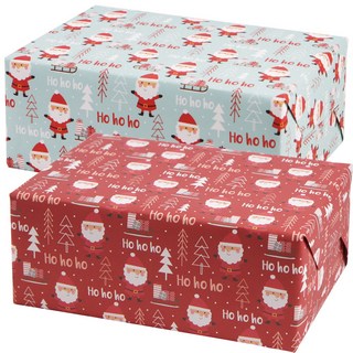 Inp 聖誕節包裝紙 呵呵聖誕老人 紅色 6入 + 綠色 6入 組, 混合顏色, 1套