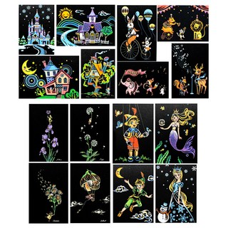 VICDREAM 設計彩色刮刮卡 16種 DIY著色本 A5 + 工具組, 混合顏色, 1個