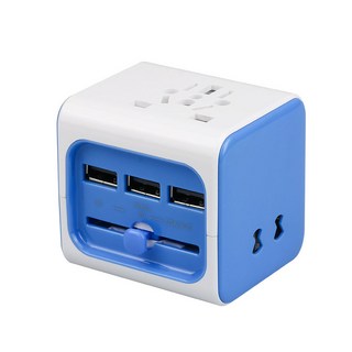 TourTech 3孔USB旅行多功能變壓器 藍色, 1個