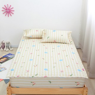 EBLANK 純棉兒童床墊, 兔子米色