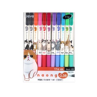 JAVAPEN 貓咪圖案原子筆 0.38mm 11入, 混色, 2盒