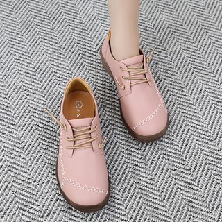 J-Shoo 天然牛皮整潔迷人的縫線休閒鞋