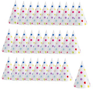 Party Show 線條圓點派對尖帽, 彩虹色, 30個