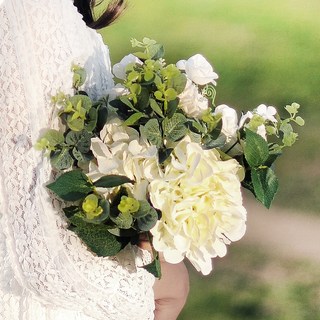 RYMD 仿真花 自助婚禮 繡球花 清新捧花 波西米亞白, 混合色, 1個