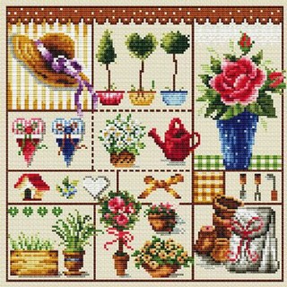 JoyJasu 11CT 十字繡印花套組 90904 trifling article 4, 1套, 混合色