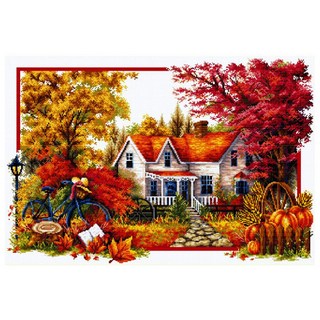 JoyJasu 11CT 十字繡印花套組 100206 autumn comes, 1套, 混色