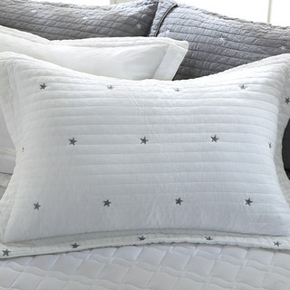 gBEDDING 星星圖案刺繡純棉水洗枕頭套 2入+枕芯 2入, 白色的
