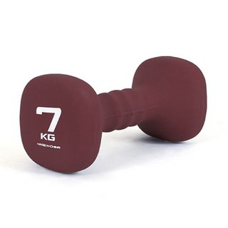 韓國 iWANNA 氯丁橡膠方形彩色啞鈴 勃根地酒紅, 7kg, 1個