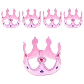 파티공구 파티용 스펀지 왕관, 왕관(핑크), 보석(랜덤 발송), 5개