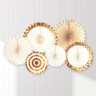 PARTYHAE 紙藝扇形牆壁掛飾6件組, 金色