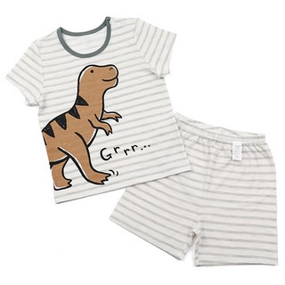 Maykids 男童款恐龍印花條紋短袖短褲套裝