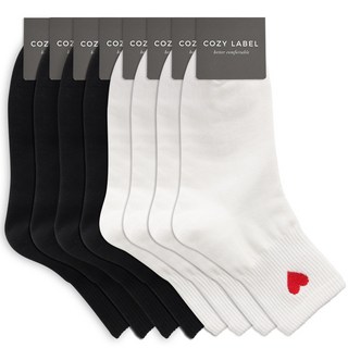 COZY LABEL 女性愛心點綴中筒坑條襪 2款 x 4組
