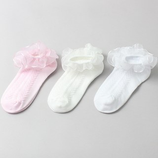 KIDS FUTURE 女童蕾絲踝襪 3雙組