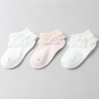 Kids Future 女童艾瑪蕾絲短襪3雙組