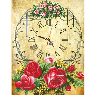 ZEZENEW B1137 寶石十字繡 珠子 DIY 套組, 經典玫瑰時鐘, 1個