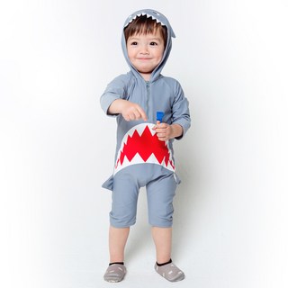 Vaenait Baby 孩童大白鯊圖案連帽連身泳衣