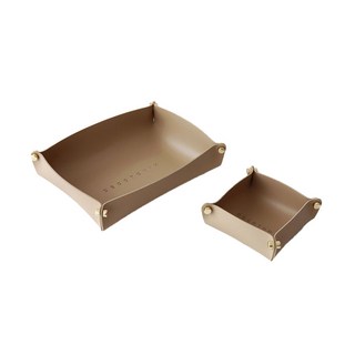 DECOTONIK 素面皮革托盤 L + S 套組, 米色, 1套