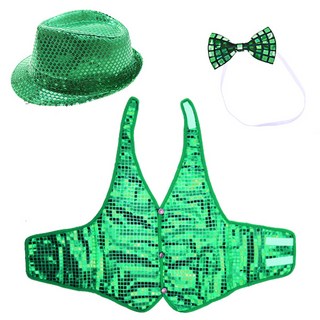 Livingda 亮片帽 + 亮片背心 S + 蝴蝶領結套組, 綠色, 1套