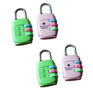 3位數密碼掛鎖 粉色 2入+綠色 2入, 1套