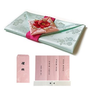 牡丹禮品包袱巾 + 禮金信封 5入, 玉色, 1套