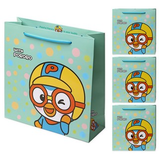 POPO FANCY 與Pororo可愛購物袋 4入, 薄荷綠