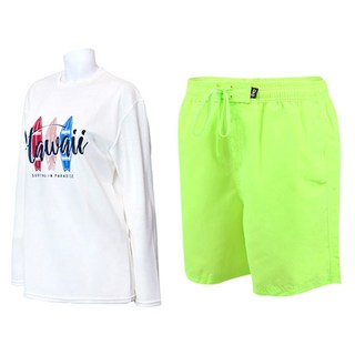 VENDIS 男士夏威夷長袖防磨衣上衣 C264 + 素色海灘褲 A105 套裝
