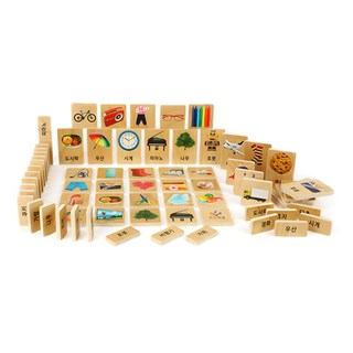 Brain Soop 四物農樂韓文積木 樺木骨牌 96片, 混合顏色, 1個