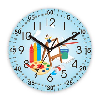 兒童學習用無噪音壁掛時鐘, 畫畫(ED1028)