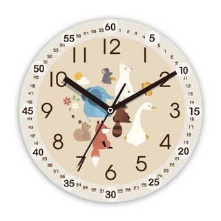 兒童學習用無噪音壁掛時鐘, 動物朋友們(ED1008)