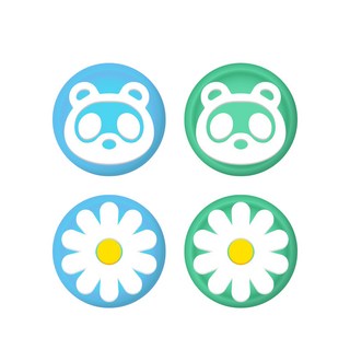 Hohoo Nintendo Switch / Switch Lite 矽膠操縱桿保護套 動物穿越 浣熊花, 單一商品, 4個