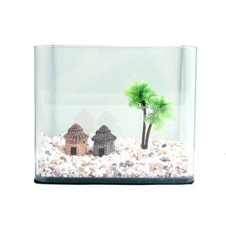 迷你水族箱+五色繩 600g+人造水草裝飾1組, 混色