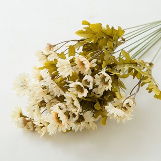 THE FLOWERMARKET 人造花 清爽秋日菊花叢 2入, 奶油色