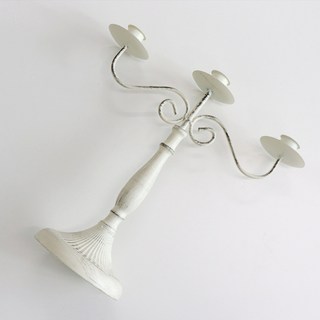 Cozy Table 復古白色三頭燭臺 蠟燭架, 單一顏色