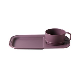 Nineware 復古款杯盤組, 1組, 托盤+湯杯, Violet